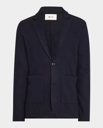 Nn07 Men's Boiled Wool Blazer In Navy Blue