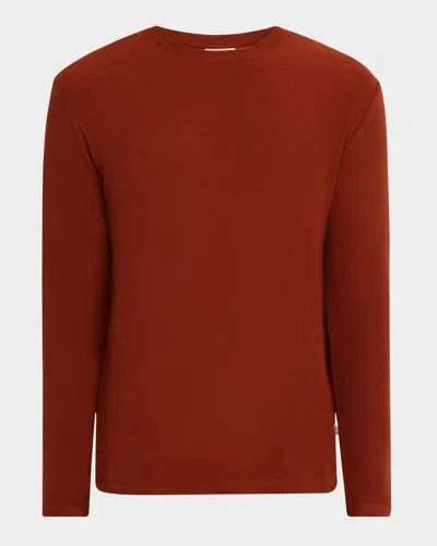 Nn07 Clive Long Sleeve Tee In Red Brown