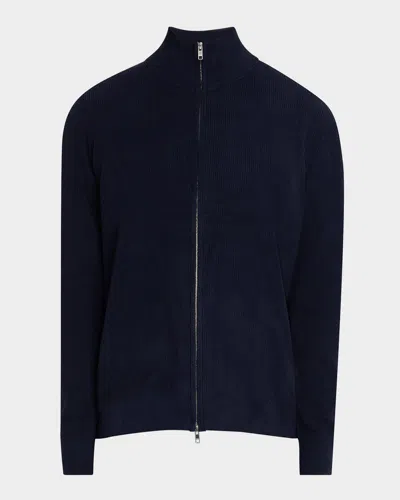 Nn07 Danny Full Zip Ribbed Sweater In Navy Blue