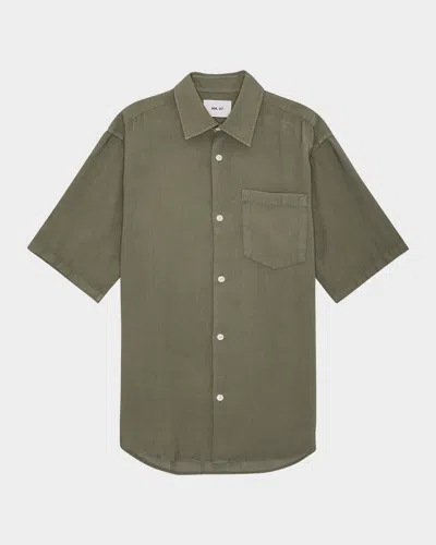 Nn07 Men's Freddy Cotton Pocket Short-sleeve Shirt In Green