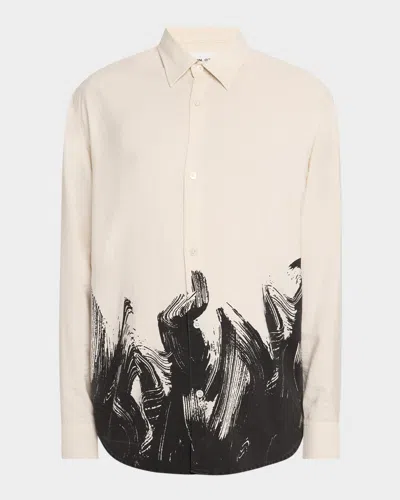 Nn07 Men's Freddy Printed Sport Shirt In Ivory