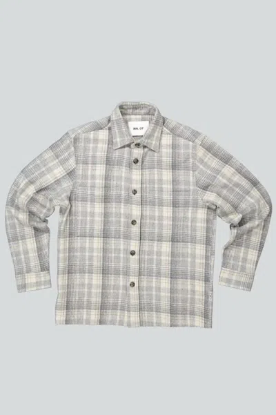 Nn07 Men's Frode Overshirt In Grey Check In Beige