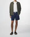 Nn07 Gregor Drawstring Linen Shorts 6.25 Navy Blue In Blue
