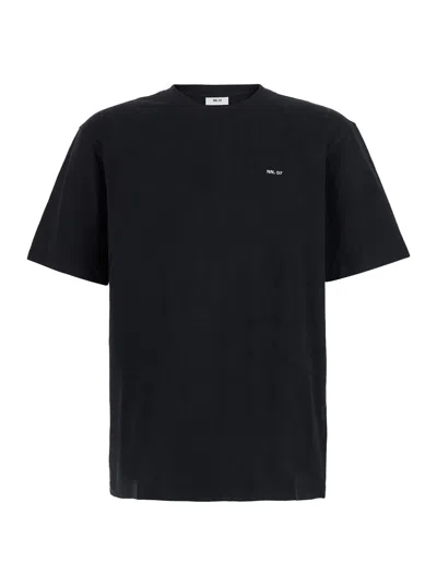 Nn07 Nn.07 Men's Logo Graphic Crew Neck T-shirt With Short Sleeves In Black