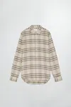 Nn07 Arne 5166 Plaid Cotton Flannel Button-up Shirt In Beige