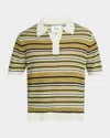 Nn07 Noam 6689 Textured Stripe Linen Polo Sweater In Brown