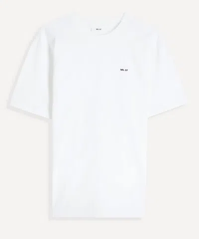 Nn07 Nn.07 Mens Adam Casual Embroidered Logo Pima Cotton T-shirt In White