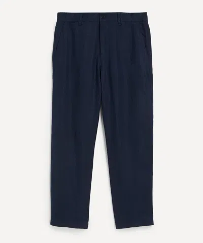 Nn07 Mens Aden Straight-leg Linen Trousers In Blue