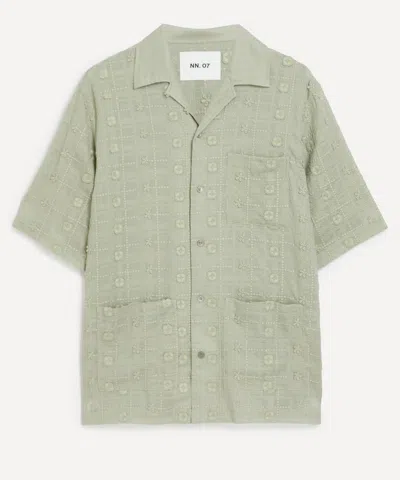 Nn07 Mens Ben Embroidery Anglaise Shirt In Green