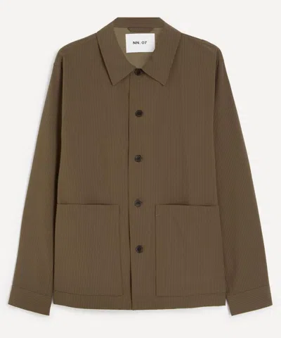 Nn07 Mens Blaze Seersucker Overshirt In Brown