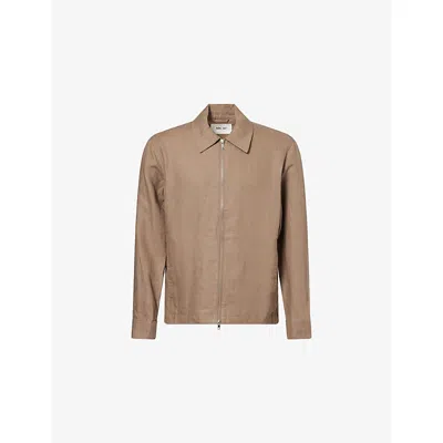 Nn07 Mens Clay Mirage Alban Zip-up Linen Jacket Xxl In Green