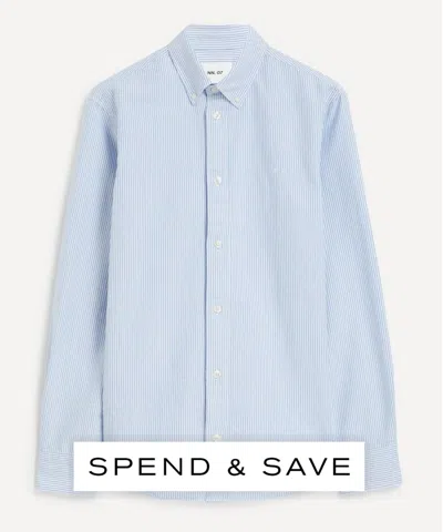 Nn07 Mens Colby Classic Oxford Shirt Blue Stripe Shirt