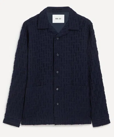 Nn07 Mens Hank Fil-coupe Jacquard Overshirt In Blue