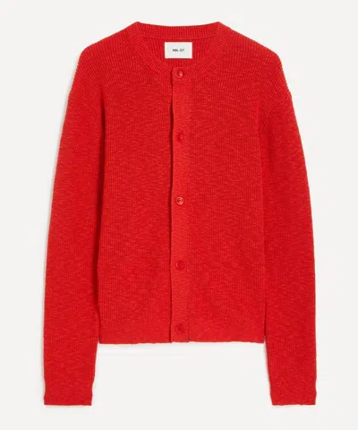 Nn07 Mens Jasper Boucle Yarn Cardigan In Red