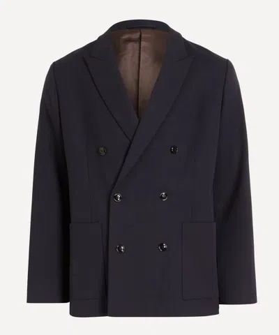 Nn07 Mens Jordin Double-breasted Wool Blazer In Blue