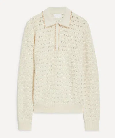 Nn07 Mens Josh Cotton-knit Polo Shirt In Neutral