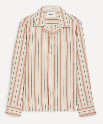 Nn07 Mens Julio Striped Linen-blend Shirt In Neutral