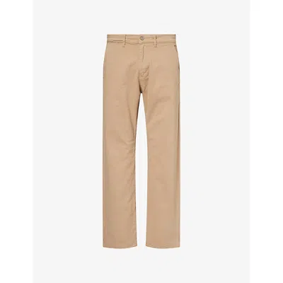 Nn07 Mens Khaki Beige Aden Straight-leg Cotton Trousers In Brown