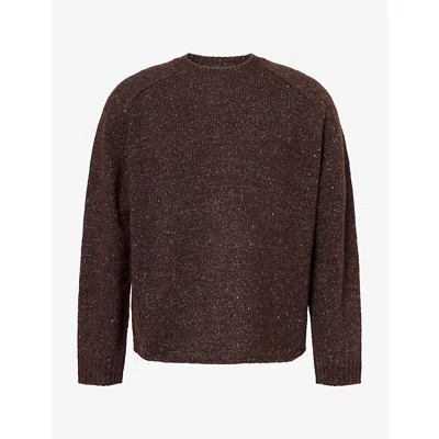 Nn07 Mens  Jim Crew Neck Melange Wool-blend Knit Jumper In Deep Truffle