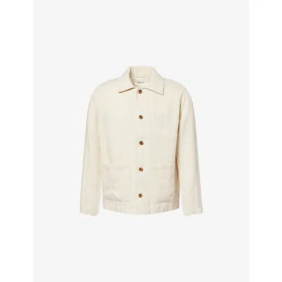 Nn07 Mens Oat Morgan Button-up Linen Jacket Xxl In Brown
