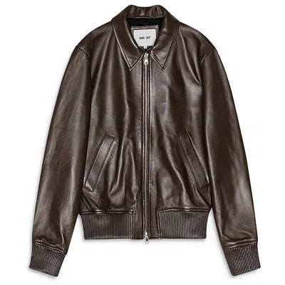 Nn07 Mens Ribbed Trim Lambskin Leather Leather Jacket In Multi