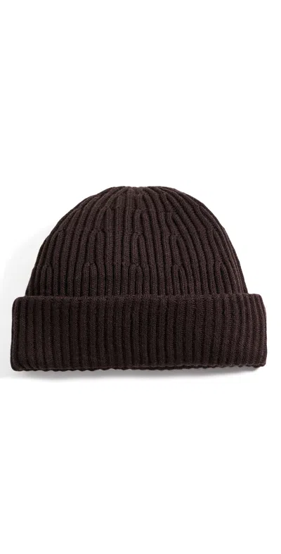 Nn07 Merino Rib Knit Beanie Deep Truffle