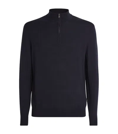Nn07 Merino Wool Half-zip Sweater In Blue