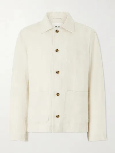 Nn07 Mens Oat Morgan Button-up Linen Jacket Xxl In Brown
