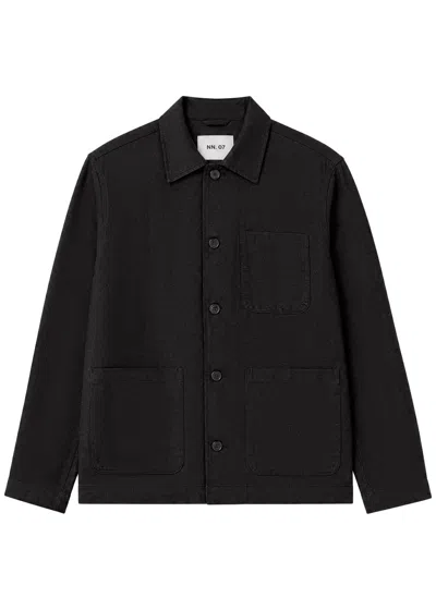 Nn07 Freddy 10006 Wool-blend Twill Overshirt In Black