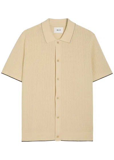 Nn07 Nalo Textured-knit Cotton Shirt In Green