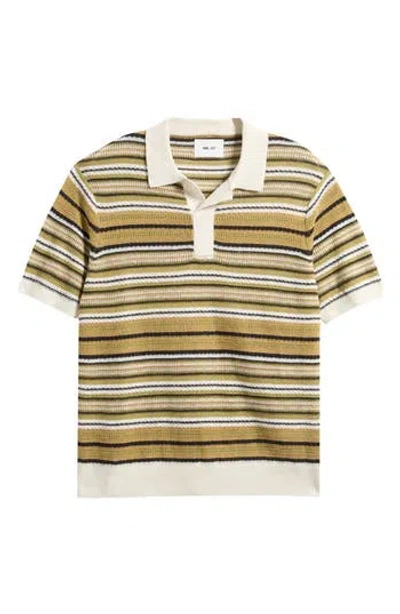 NN07 NN07 NOAM 6689 TEXTURED STRIPE LINEN POLO SWEATER
