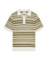 Nn07 Noam 6689 Textured Stripe Linen Polo Sweater In Brown