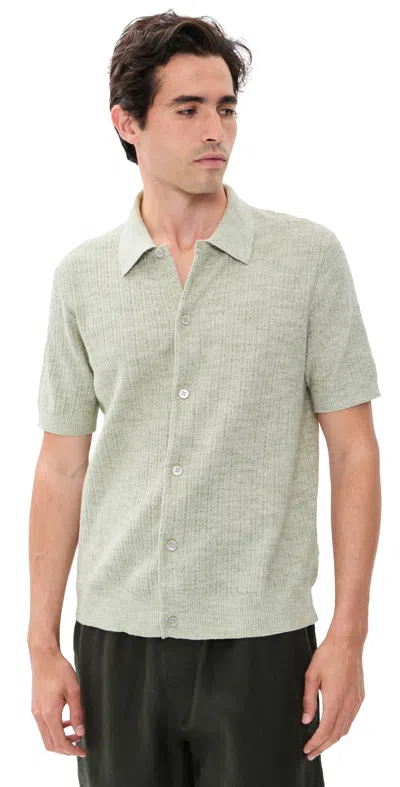 Nn07 Nolan Button Down Polo Sweater Sage Moulin In Green