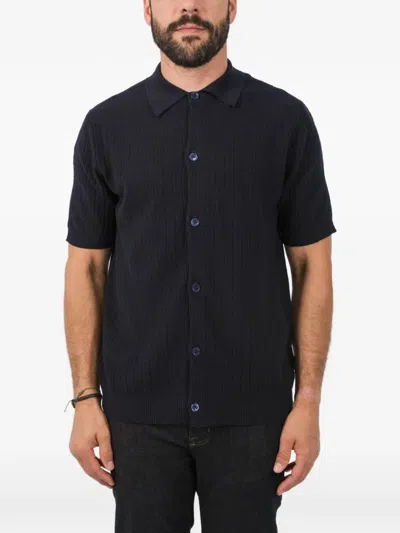 Nn07 Nolan Buttoned Short-sleeve Shirt In Blue