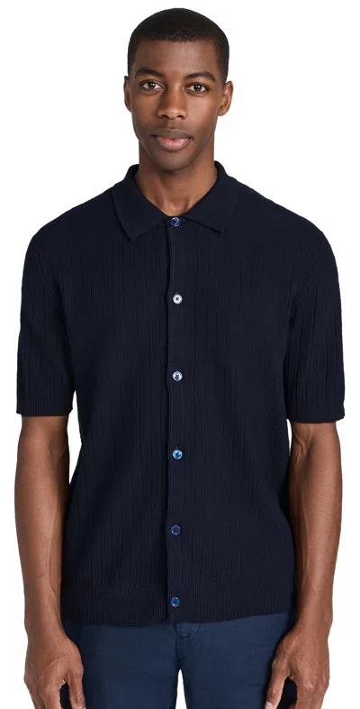 Nn07 Nolan Knit Button Down Shirt Navy Blue