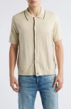 Nn07 Nolan Button Up Polo Shirt In Ecru In Sand