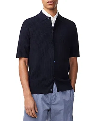 Nn07 Nolan Short Sleeve Regular Fit Knit Shirt In Navy Blue