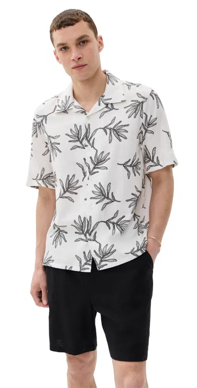 Nn07 Ole Printed Camp Shirt Off White