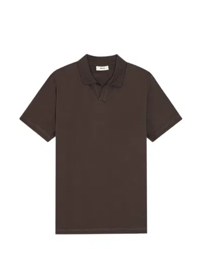 Nn07 Open-collar T-shirt In Brown