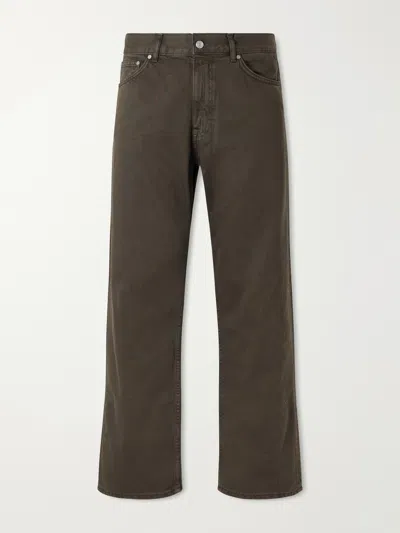Nn07 Otis 1874 Straight-leg Organic Cotton-gabardine Trousers In Brown