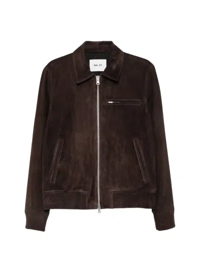 Nn07 Owen Zip-fastening Leather Jacket In Brown