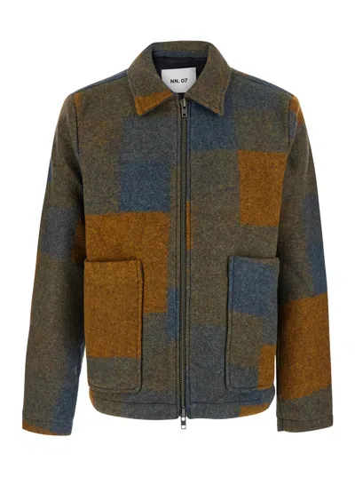Nn07 Nn.07 Patchwork Tech Fabric Jacket With Classic Collar And Zip Front In Gray