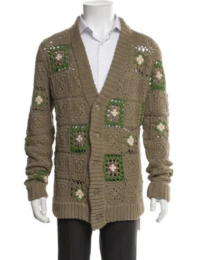 Pre-owned Nn07 Patterned V-neck Cardigan In Green