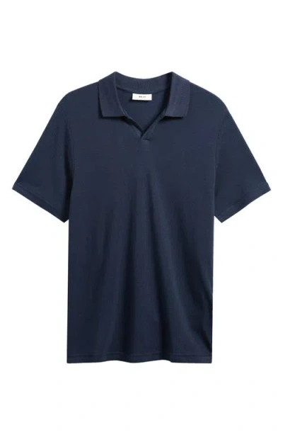 Nn07 Paul 3462 Johnny Collar Cotton & Lyocell Piqué Polo In Navy