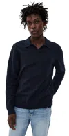 Nn07 Paul Johnny Collar Polo Sweater Deep Navy In Blue