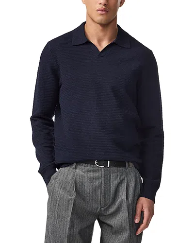 Nn07 Paul Johnny Collar Polo Sweater Deep Navy In Blue
