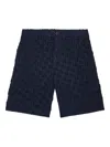 Nn07 Paw Textured-weave Shorts In Blue