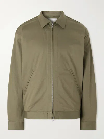 Nn07 Petrus 1420 Organic Stretch-cotton Satin Jacket In Green
