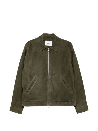 Nn07 Petrus Suede Jacket Shadow Moss In Green