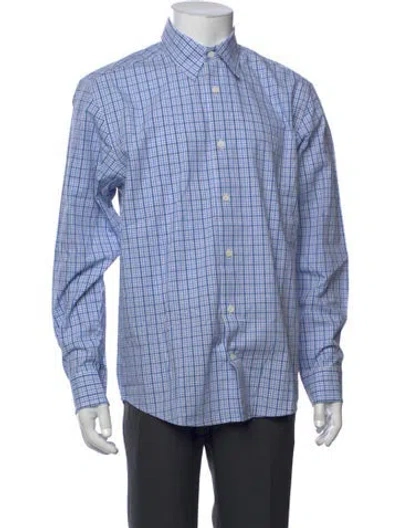 Pre-owned Nn07 Plaid Print Long Sleeve Dress Shirt In Blue